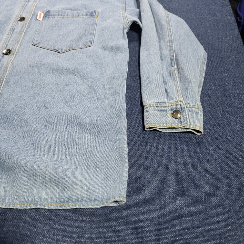Haribo JCPenney Denim Shirt Embroidered Bear Graphic Long Sleeve Button Up Sz M - Picture 3 of 13
